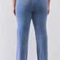 Plus Mid-wash Blue Denim Low-rise Wide-leg Upsized Basic Dad Jeans