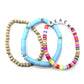 Fashion Wood Rubber Disc Bead Beach Letter Stretch Multi Bracelet