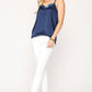 Velvet Mixed Adjustable Strap Round Hem Camisole