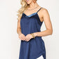 Velvet Mixed Adjustable Strap Round Hem Camisole