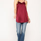 Velvet Mixed Adjustable Strap Round Hem Camisole