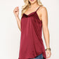 Velvet Mixed Adjustable Strap Round Hem Camisole