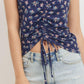 Printed Jersey Front Gathered Sleeveless Top