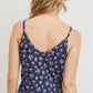 Printed Jersey Front Gathered Sleeveless Top