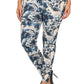 Plus Size Floral Print, Full Length Leggings In A Slim Fitting Style With A Banded High Waist