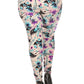 Plus Size Floral Print, Full Length Leggings In A Slim Fitting Style With A Banded High Waist