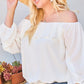 Off Shoulder Ruffle Bubble Sleeve Top