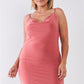 Plus Size Sleeveless Silky Cowl Neck Bodycon Cami Mini Dress