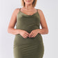 Plus Size Sleeveless Silky Cowl Neck Bodycon Cami Mini Dress