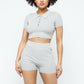 Collar Crop Top + Shorts Set