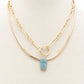 Oval Stone Toggle Clasp Layered Necklace