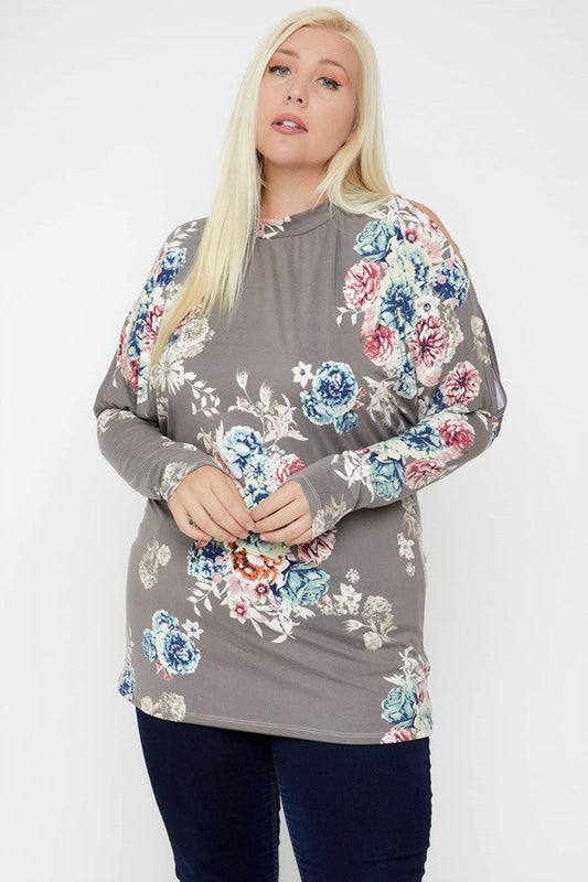 Flattering Cutout Details Floral Print Top