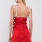 Lace-up Straps Sleeveless Square Neck Fitted Mini Dress