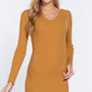 Long Slv V-neck Sweater Mini Dress