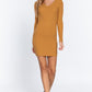 Long Slv V-neck Sweater Mini Dress