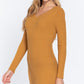 Long Slv V-neck Sweater Mini Dress