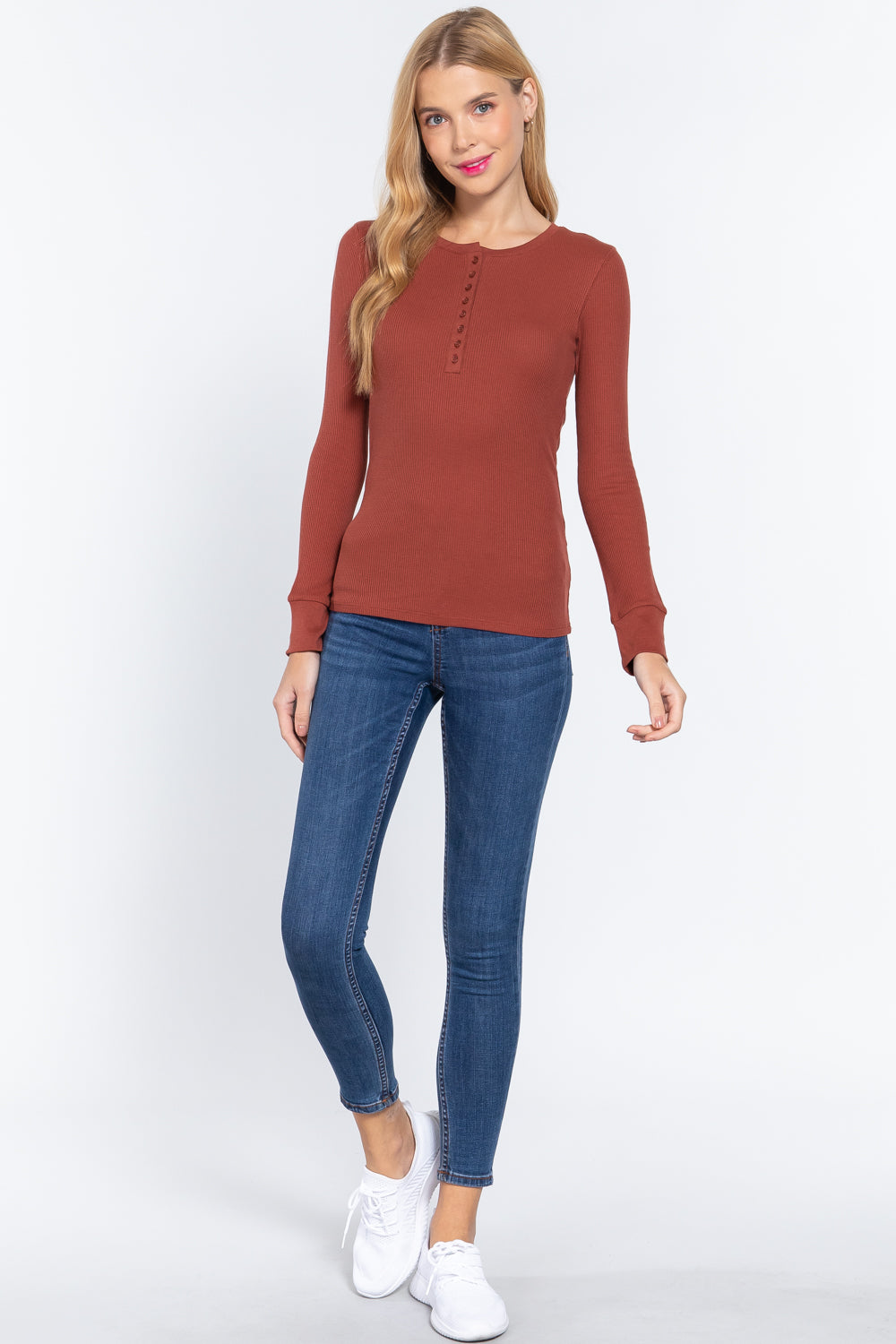 Long Slv Henley Thermal Top