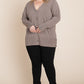 Plus Size Solid Buttery Soft V Neck Button Up High Quality Two Tone Knit Cardigan