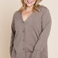 Plus Size Solid Buttery Soft V Neck Button Up High Quality Two Tone Knit Cardigan