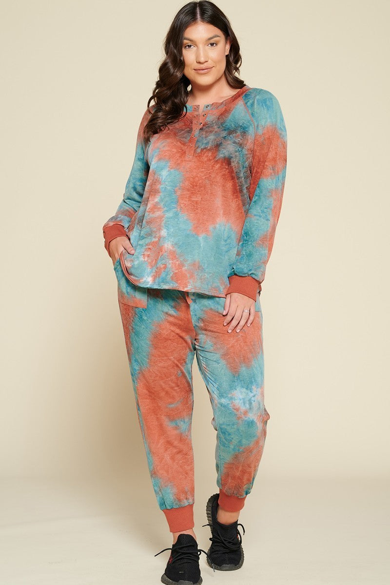 Tie-dye Printed French Terry Knit Loungewear Sets