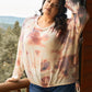 Plus Cream Rust Bleached Tie-dye Long Sleeve Drawstring Detail Relaxed Sweatshirt