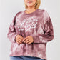 Mauve & Purple Tie-dye Bleach Effect Graphic Print Detail Long Sleeve Sweatshirt