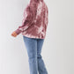 Mauve & Purple Tie-dye Bleach Effect Graphic Print Detail Long Sleeve Sweatshirt