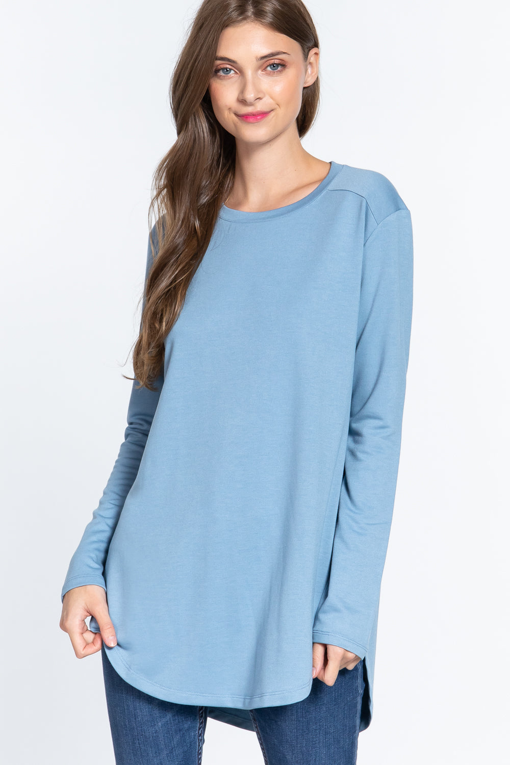 Long Slv Side Slit French Terry Tunic