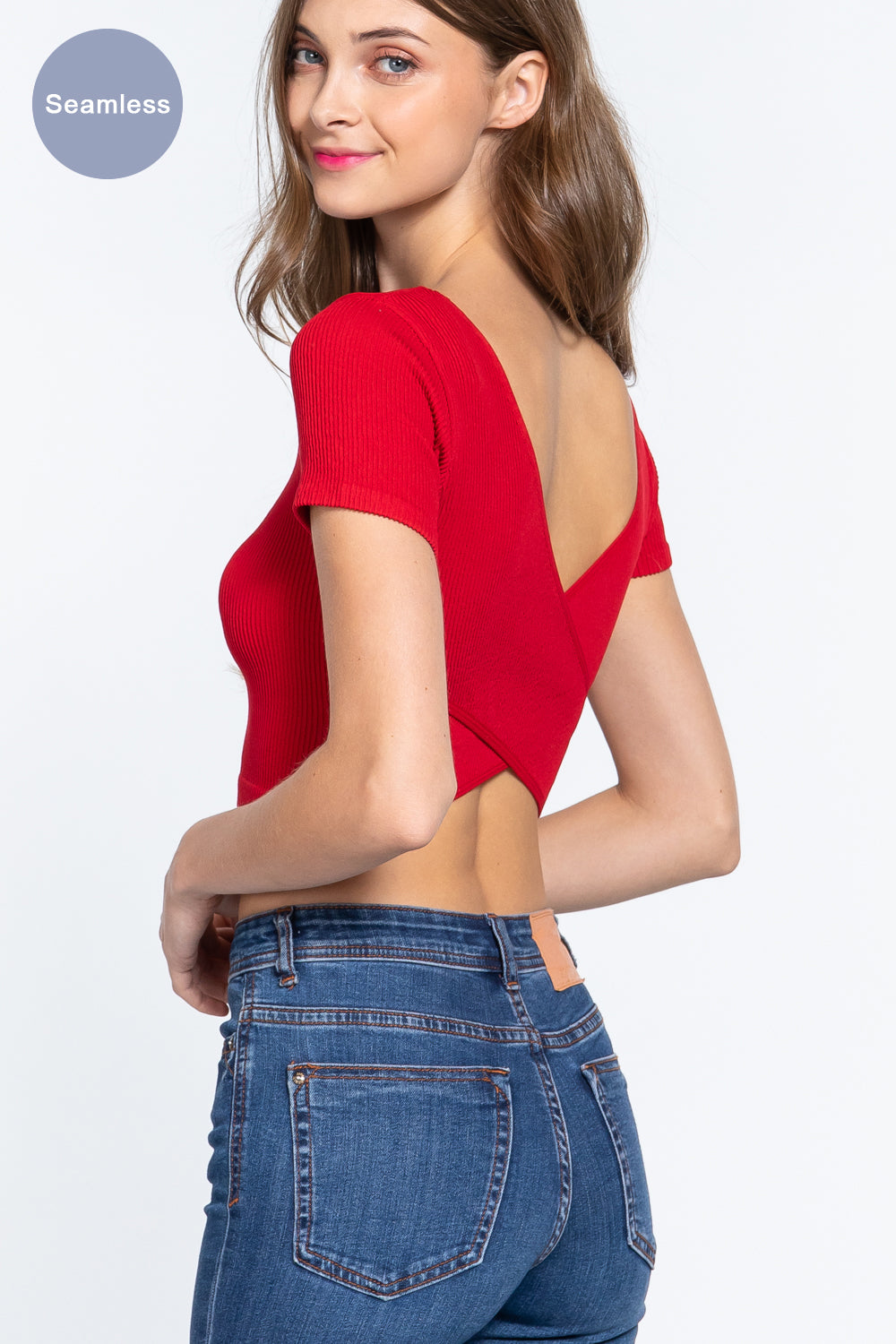 Cross Back Rib Seamless Crop Top