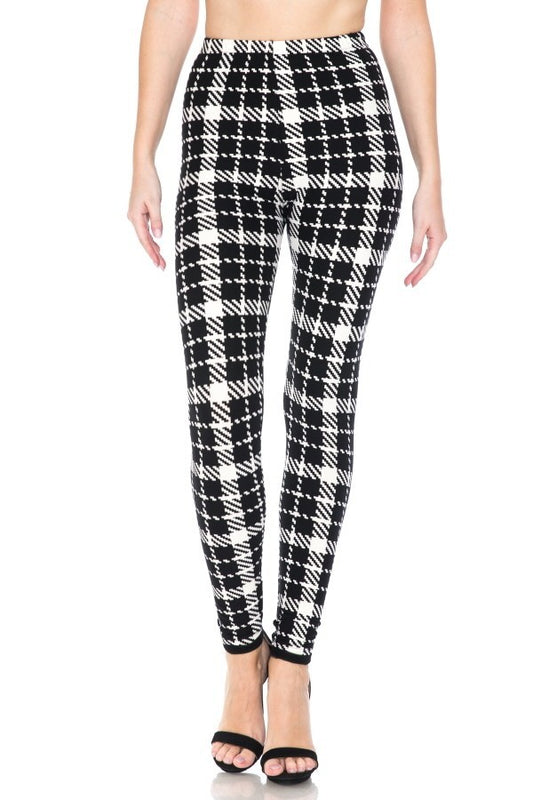 Multi Printed, High Waisted, Leggings With An Elasticized Waist Band.