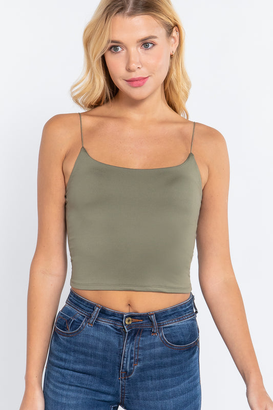 Elastic Strap Two Ply Dty Brushed Knit Cami Top