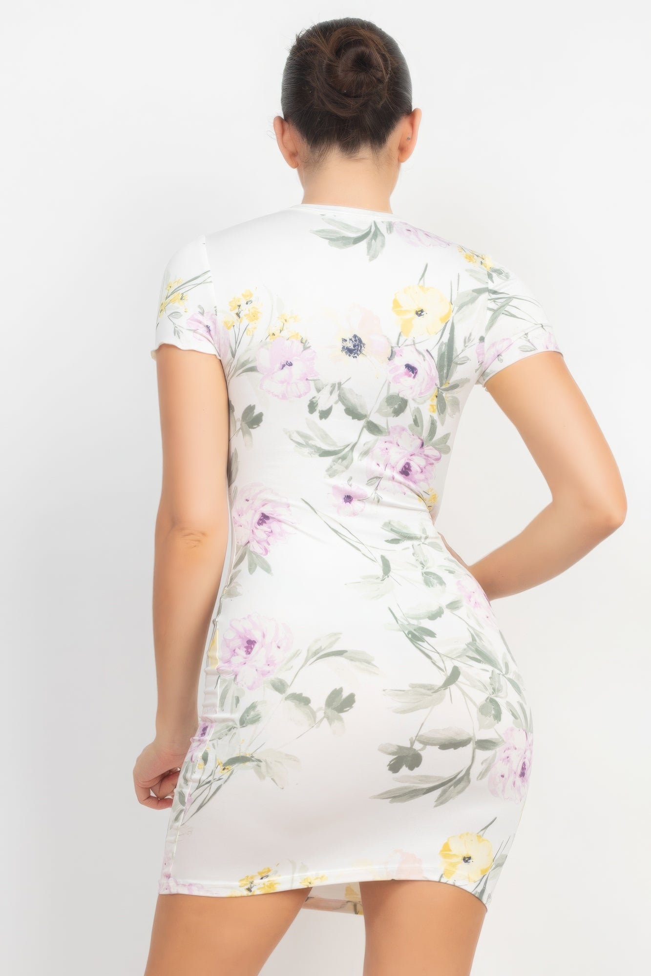 Short Sleeve Floral Bodycon Dress