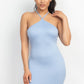 Halter Neck Ribbed Seamless Cut-out Dress