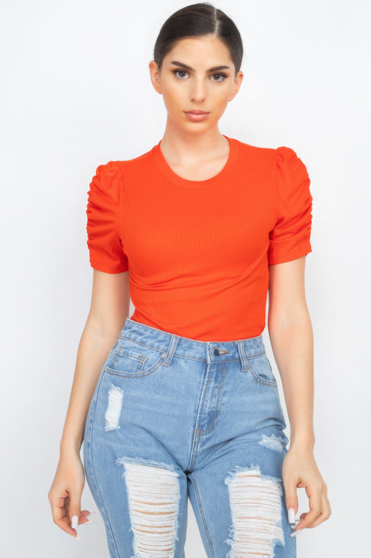 Short Ruching Sleeve Top