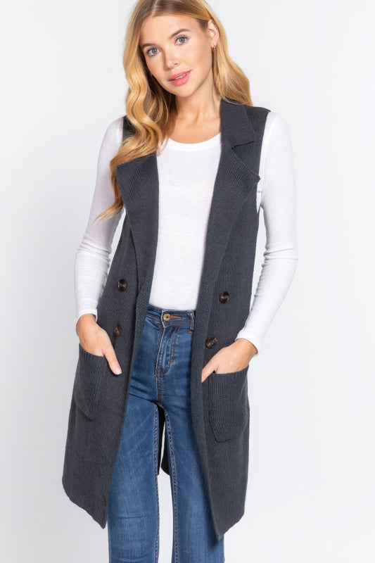 Sleeveless Long Sweater Vest