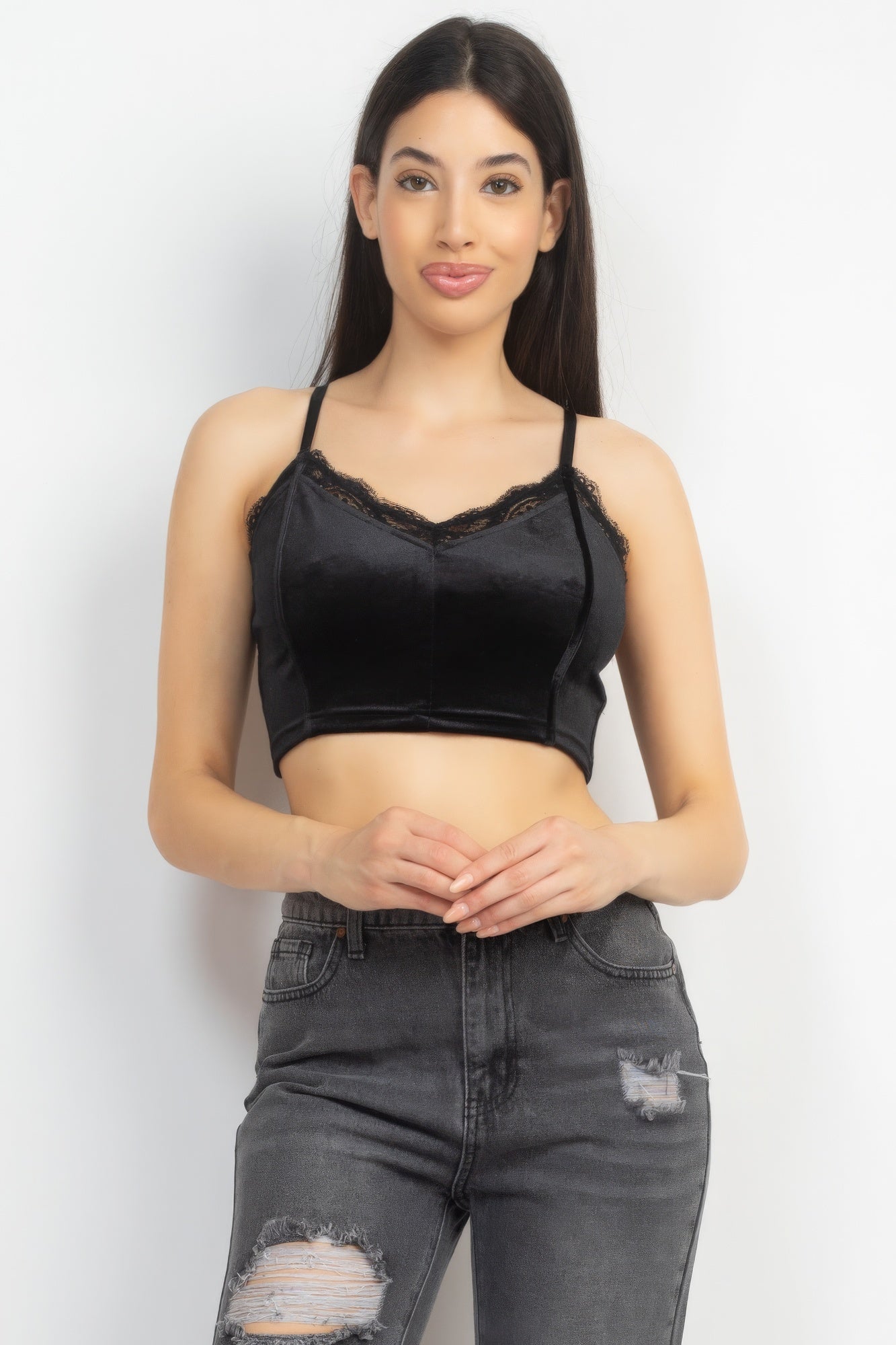 Sleeveless Corset Velvet Crop Top