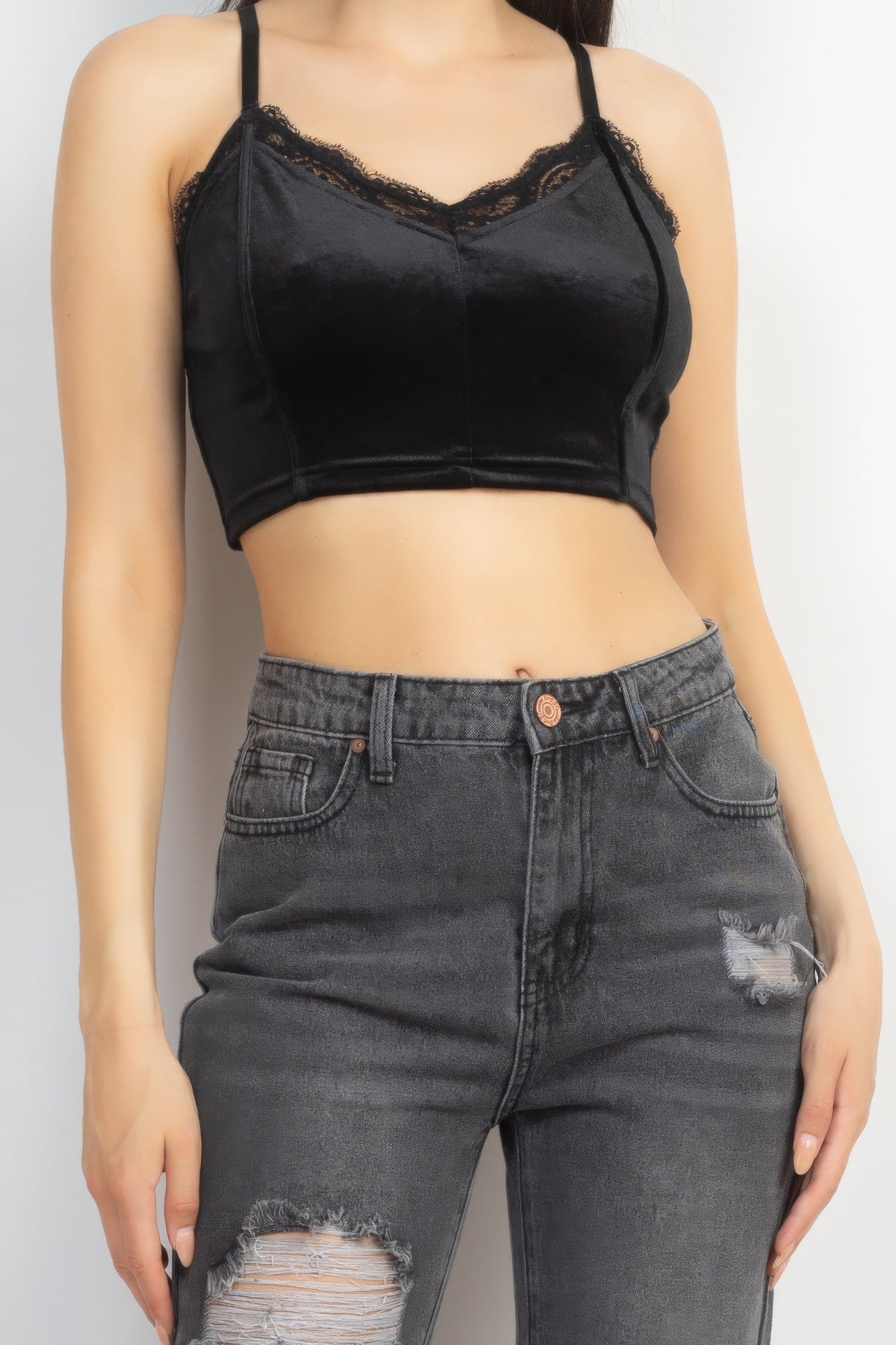 Sleeveless Corset Velvet Crop Top