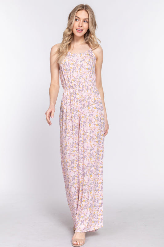 Floral Print Woven Cami Jumpsuit