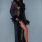 Sheer Full-length Robe With Chandelle Boa Feather Trim