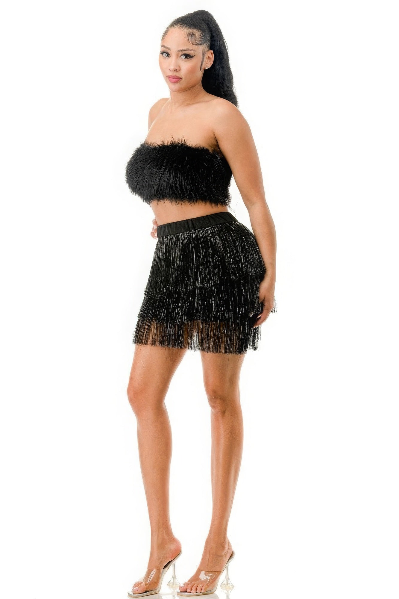 Fringe Metallic Skirt