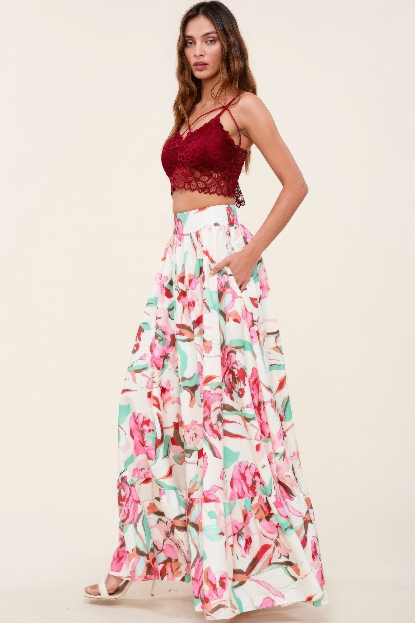 Printed Maxi Skirt With Pockets