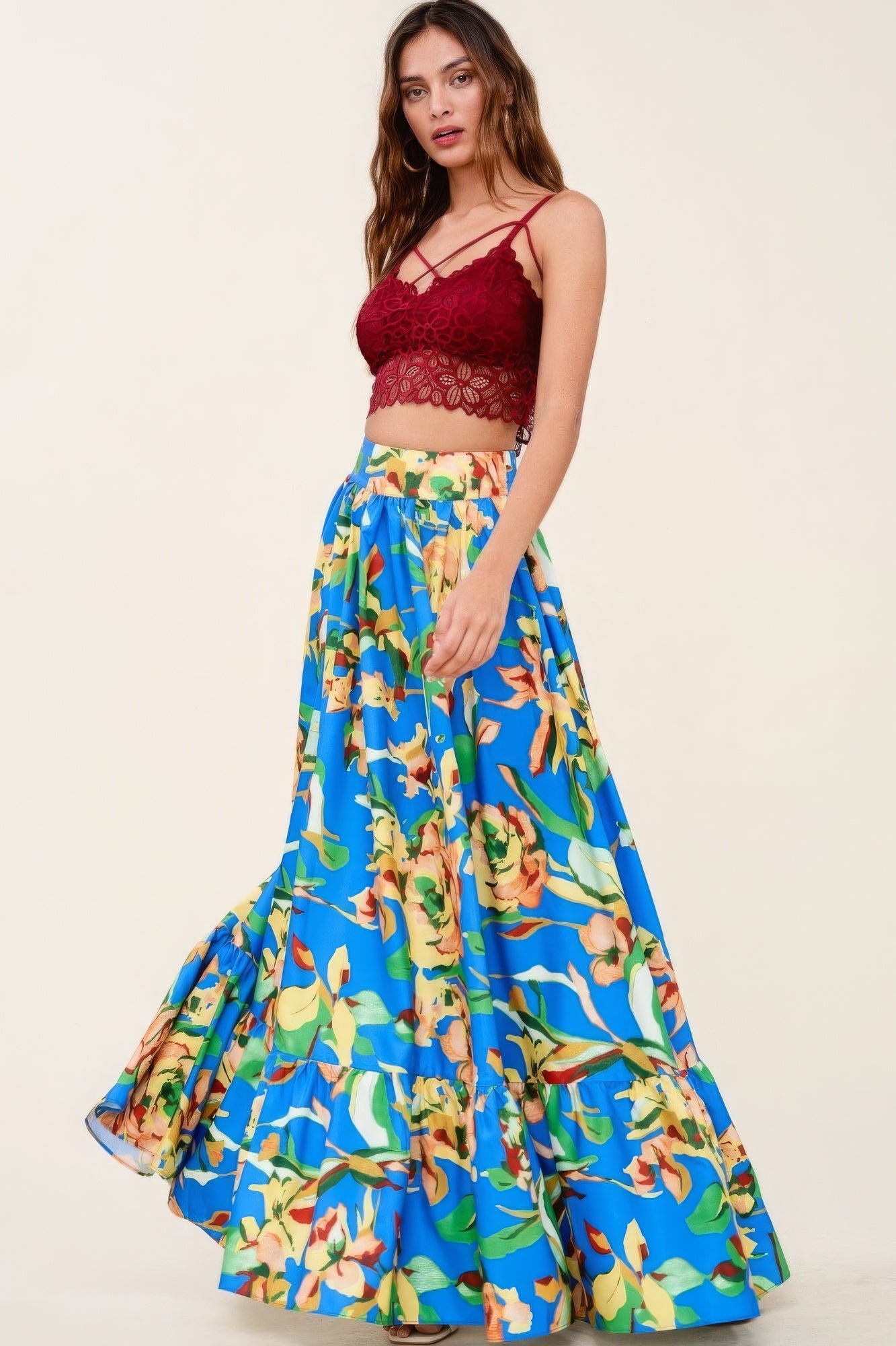 Printed Maxi Skirt With Pockets