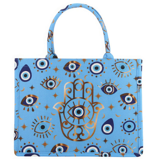 Evil Eye Hamsa Print Tote Bag