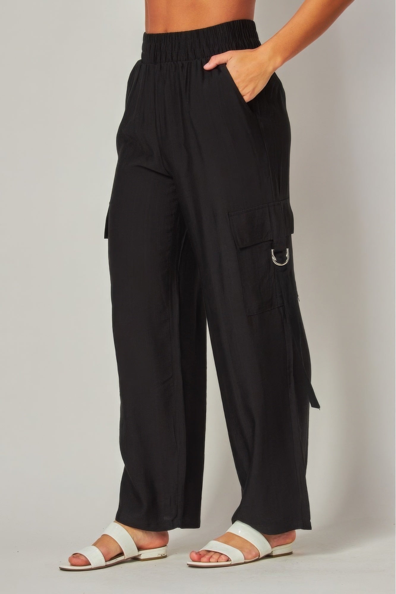 Linen Wide Leg Cargo Pants